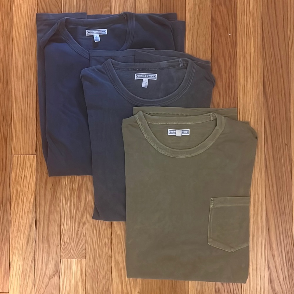Jcrew Wallace & Barnes 3 Short Sleeve Tee Pack (navy, faded black, green) Size L